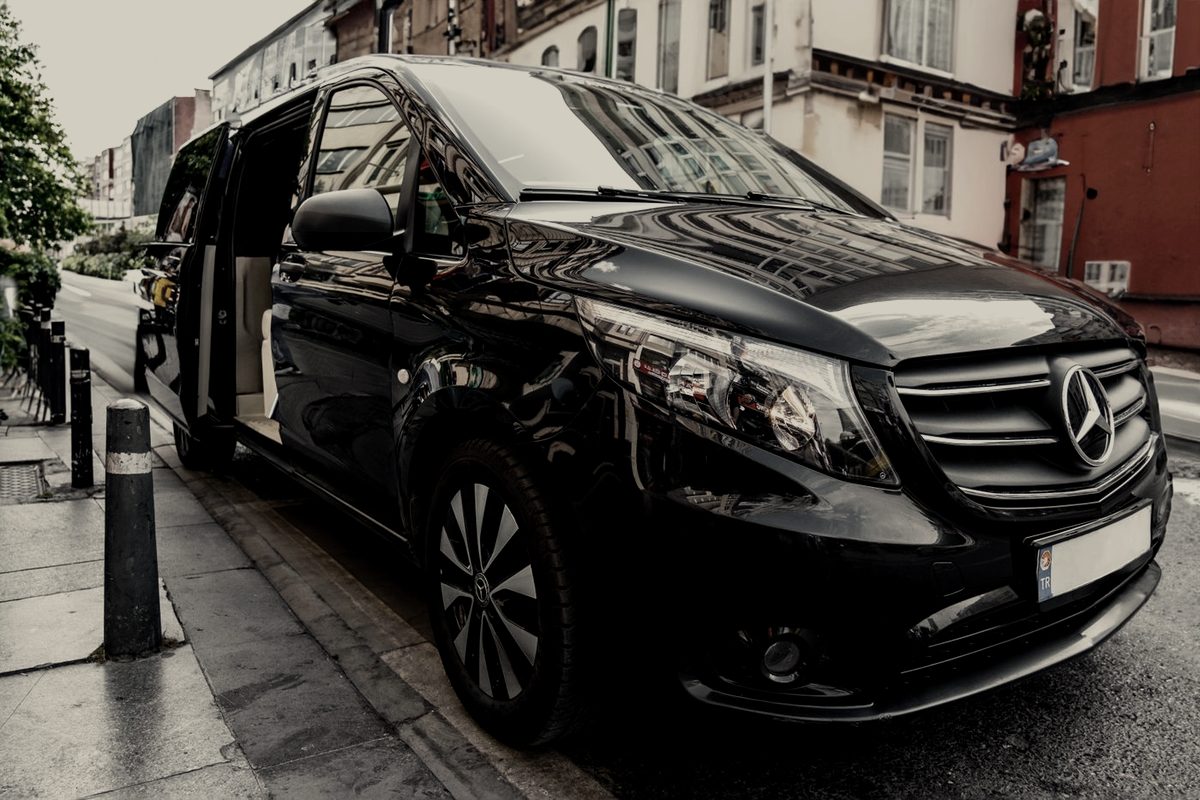 Black Mercedes-Benz V-Class with side door open